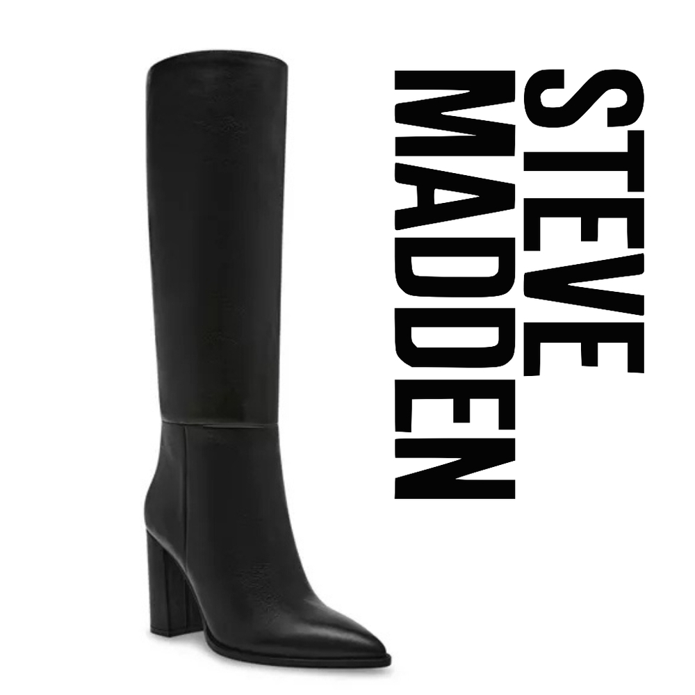 Steve Madden - Womens Brittan Boots - Black Leather - Size 7 - Picture 1 of 4